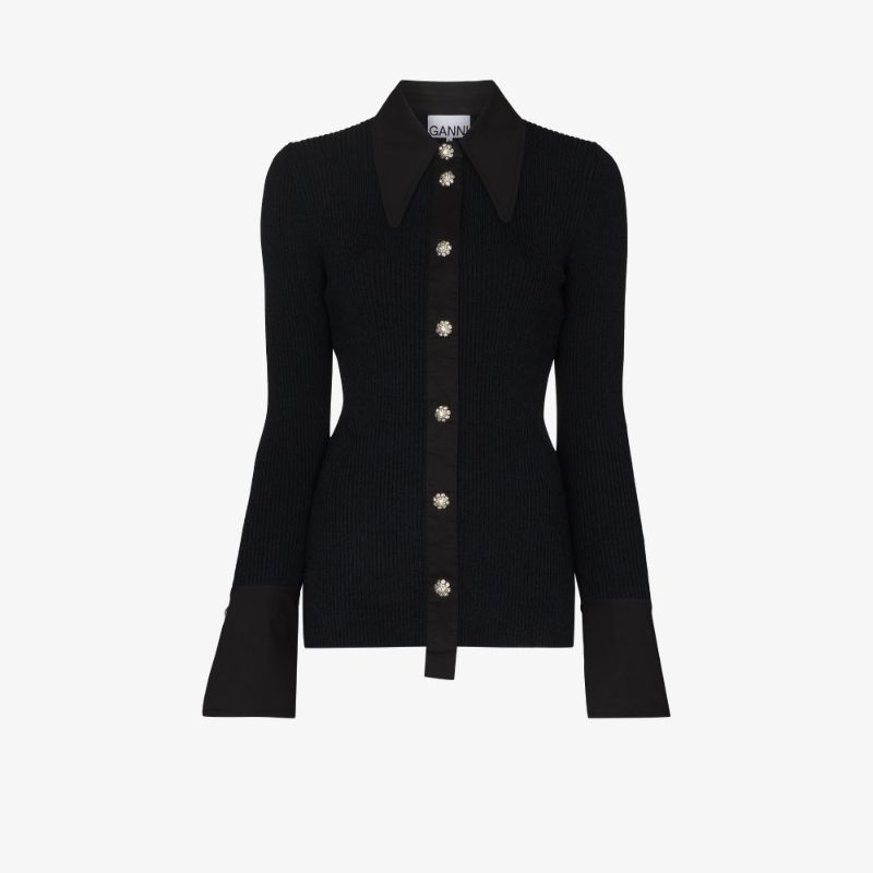 Crystal Button Knitted Shirt