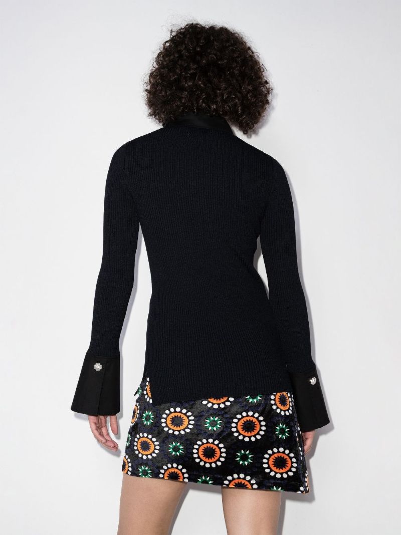 Crystal Button Knitted Shirt