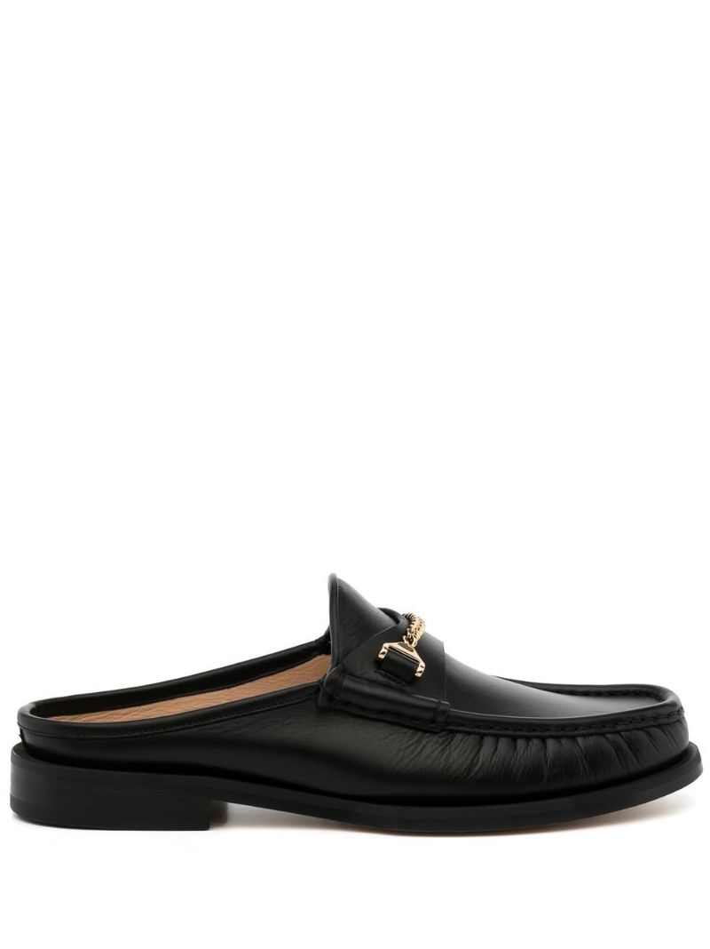 Black Mick Leather Mules