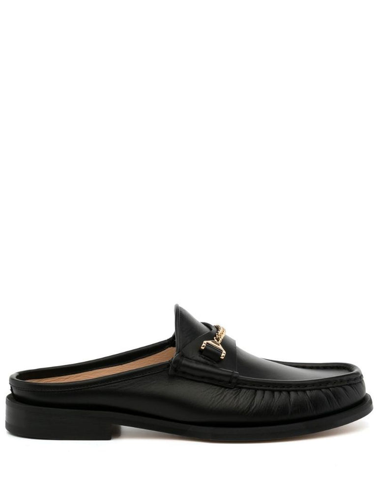 Black Mick Leather Mules
