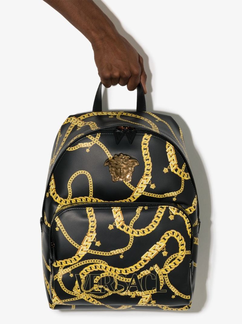 Black Greca Chain Print Backpack