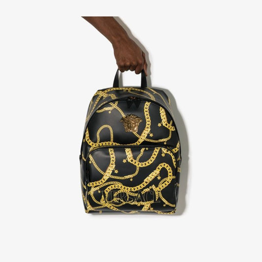 Black Greca Chain Print Backpack
