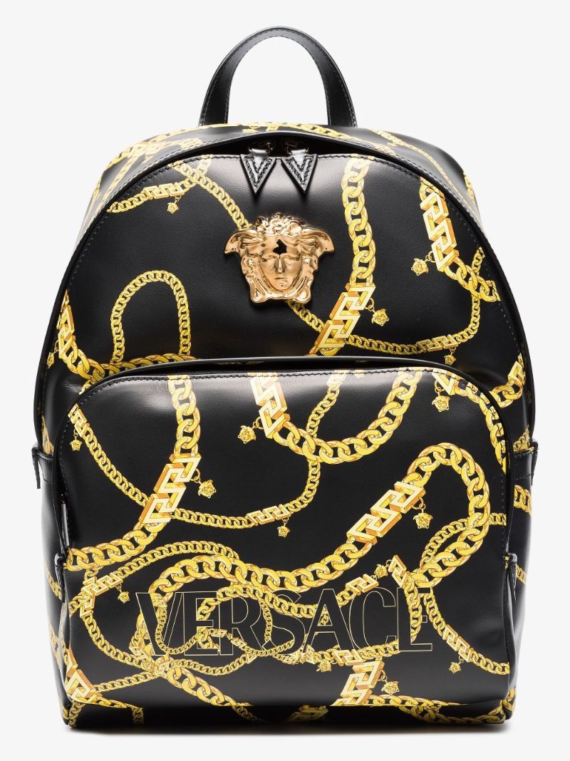 Black Greca Chain Print Backpack