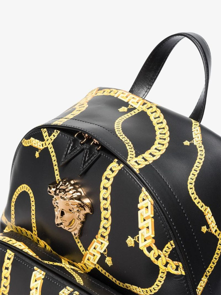 Black Greca Chain Print Backpack