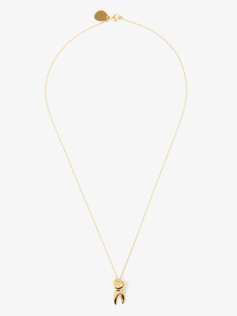 Gold Tone Tooth Pendant Necklace
