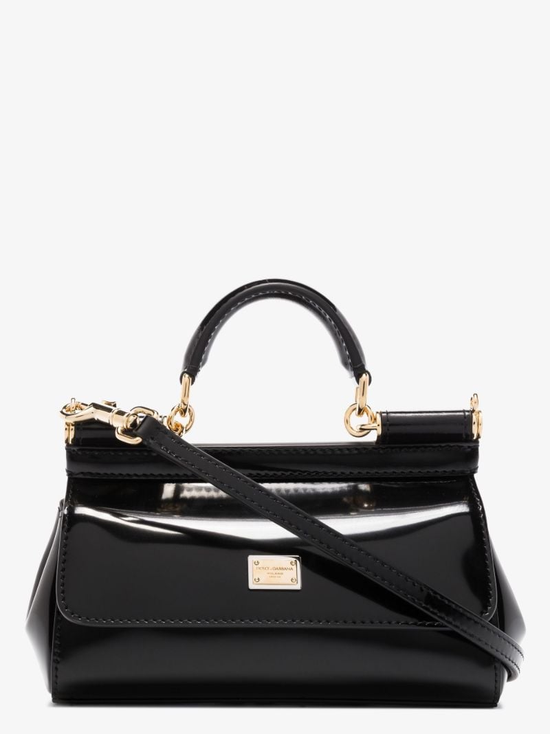 Black Sicily Small Patent Leather Cross Body Bag