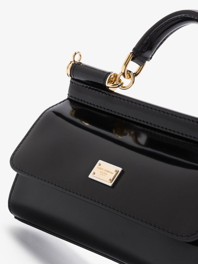 Black Sicily Small Patent Leather Cross Body Bag