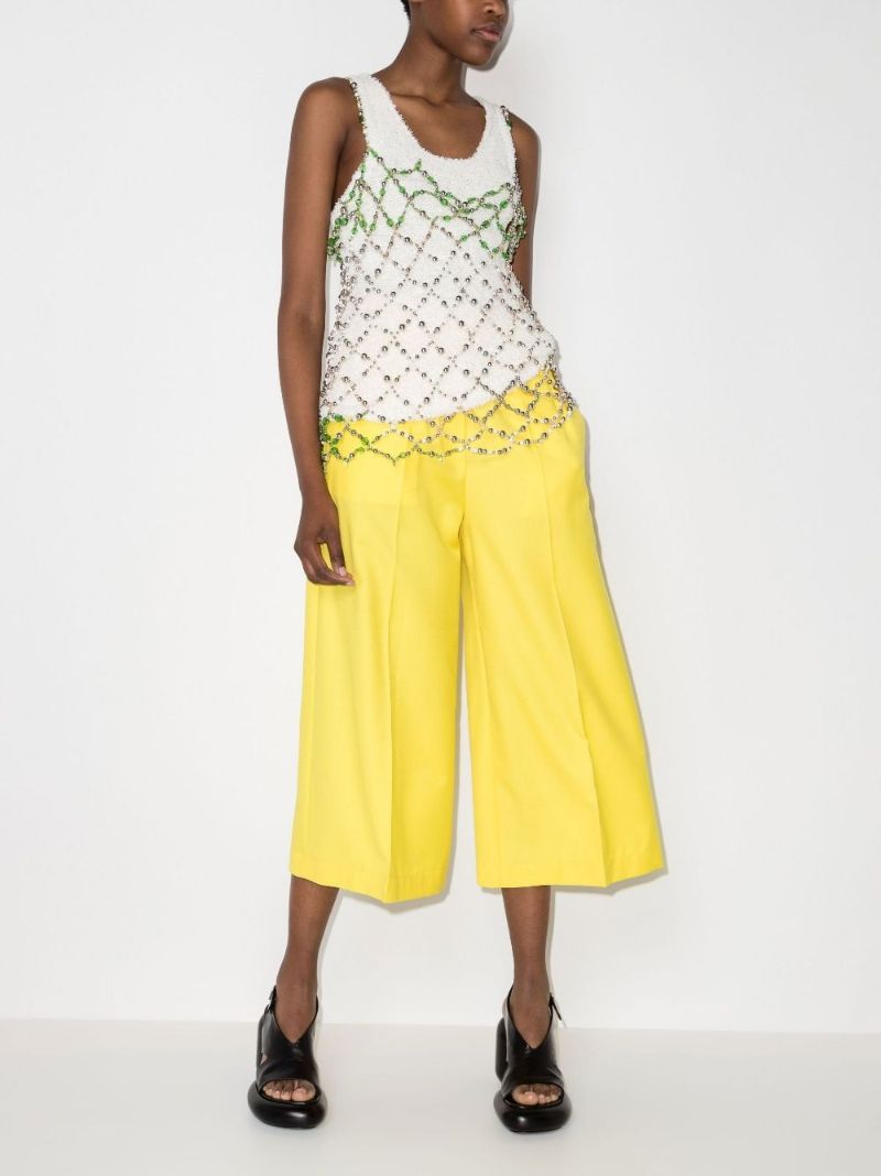 High Waist Wool Culotte Trousers