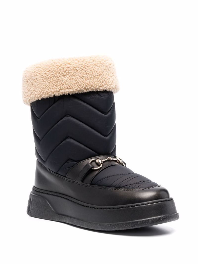 Black Horesebit Chevron Quilted Boots