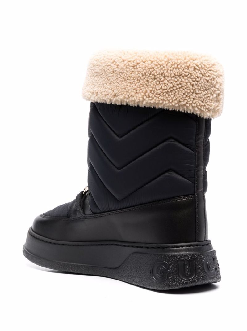Black Horesebit Chevron Quilted Boots