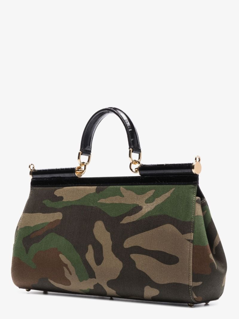 Green Sicily Camouflage Patchwork Tote Bag