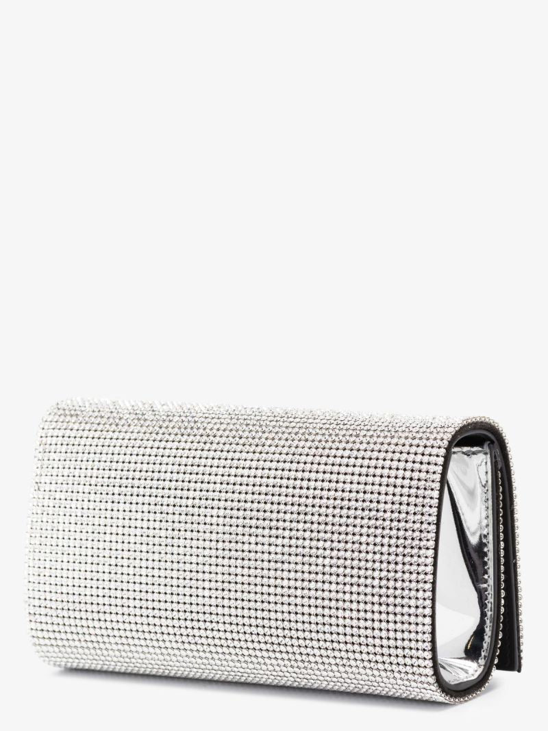 Silver Dg Crystal Mesh Shoulder Bag