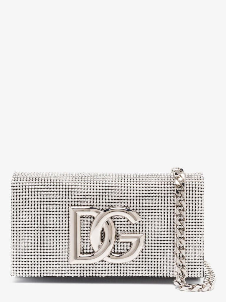 Silver Dg Crystal Mesh Shoulder Bag