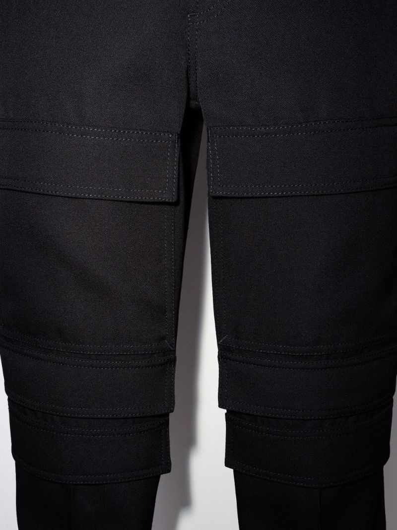 Black Wool Cargo Trousers