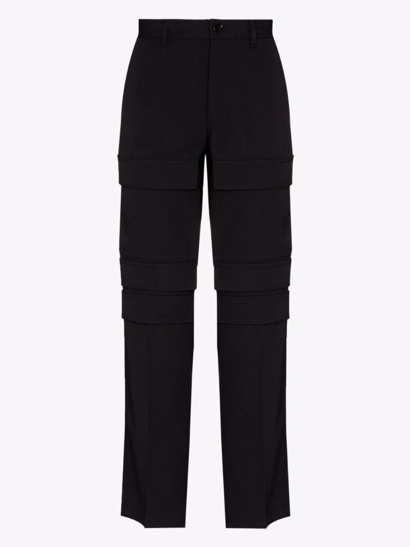 Black Wool Cargo Trousers