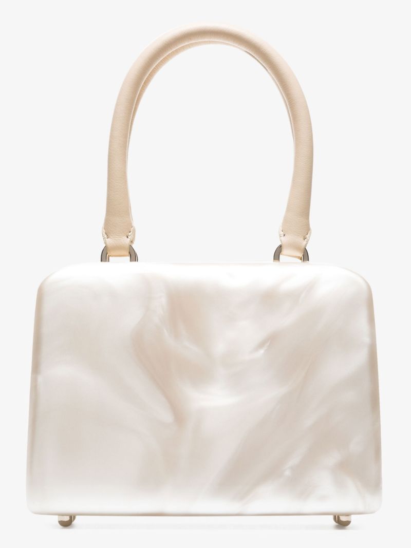 Neutral Mini Handheld Pearl Strap Cross Body Bag