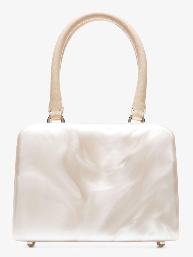 Neutral Mini Handheld Pearl Strap Cross Body Bag