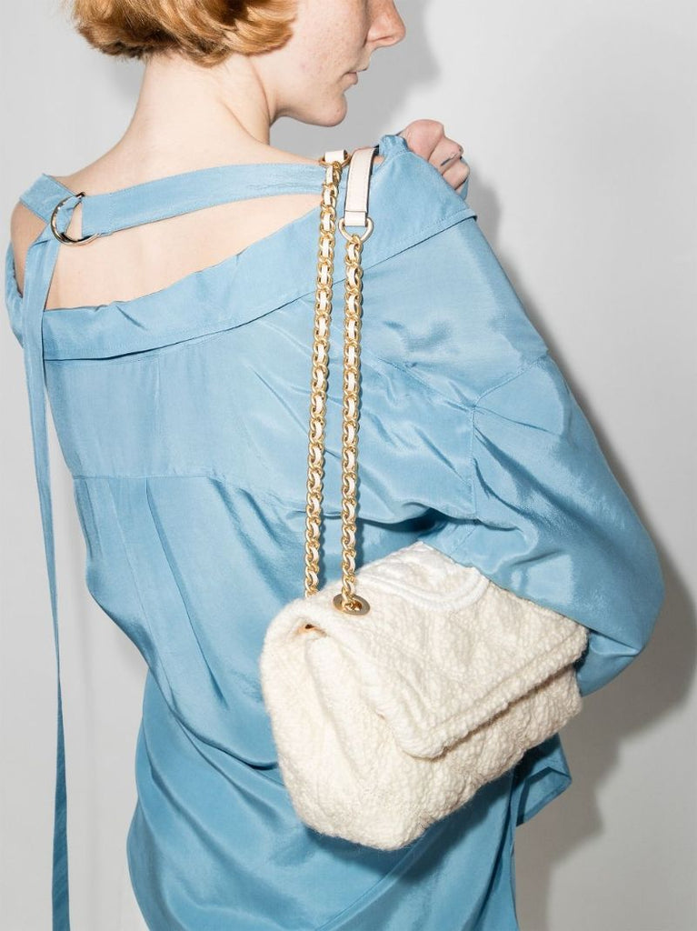 White Fleming BouclÃ_x0083_Â© Quilted Shoulder Bag