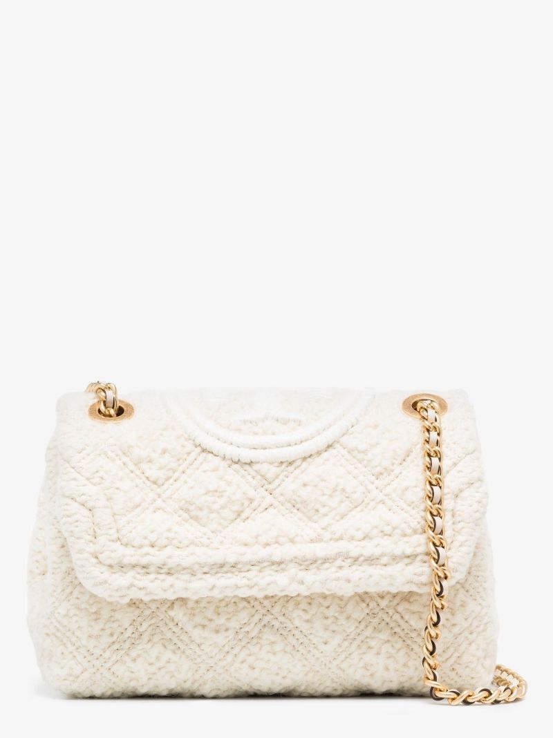 White Fleming BouclÃ_x0083_Â© Quilted Shoulder Bag