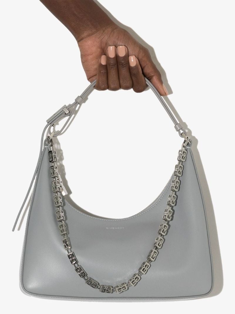 Grey Moon Cut Small Leather Shoulder Bag
