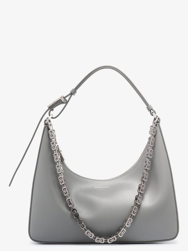 Grey Moon Cut Small Leather Shoulder Bag