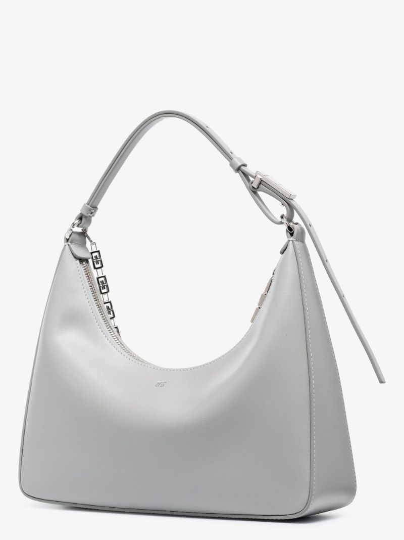 Grey Moon Cut Small Leather Shoulder Bag