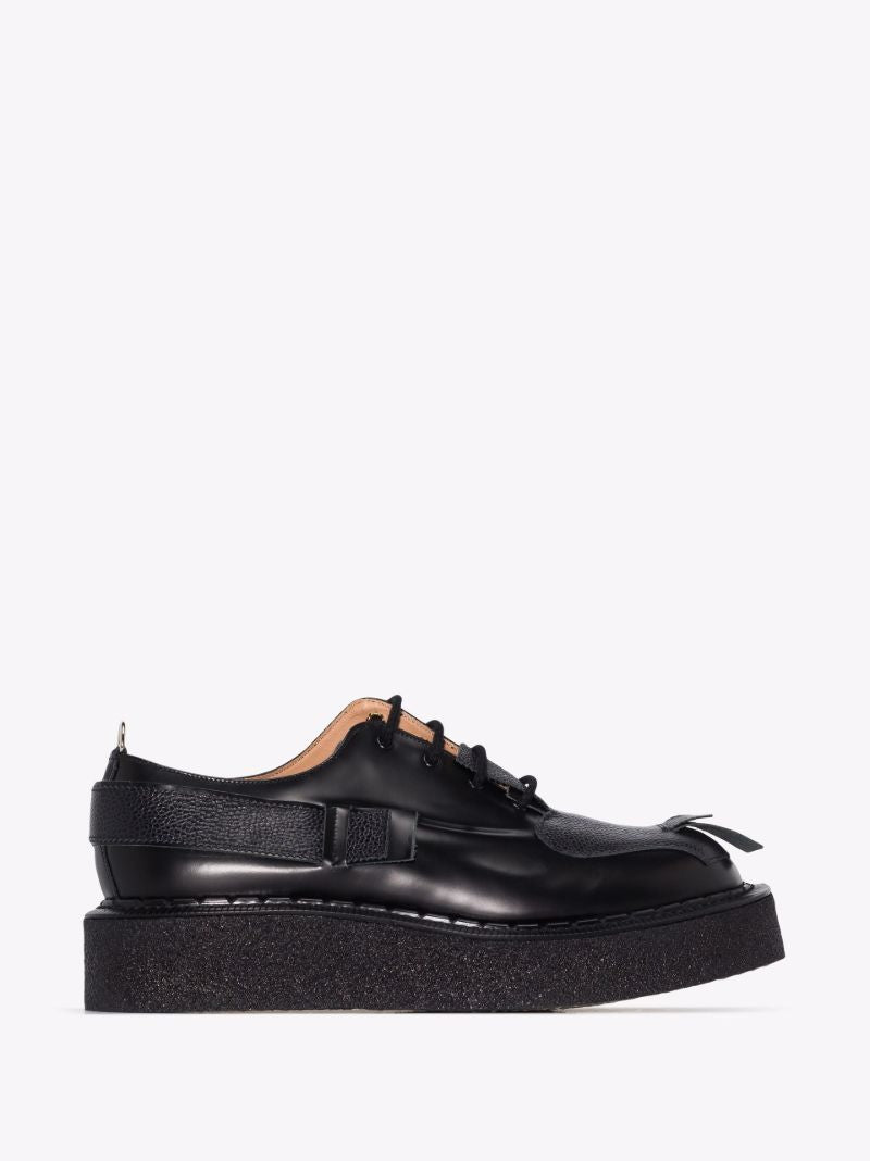 X George Cox Black Toestrap Leather Shoes