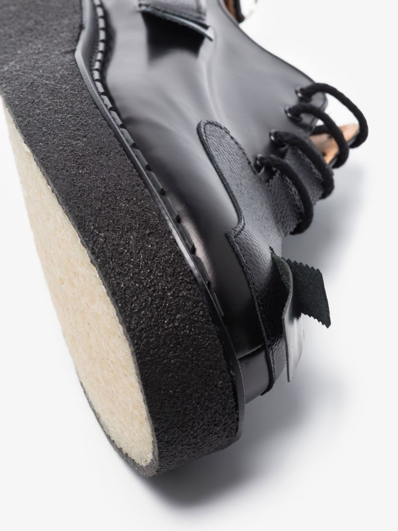 X George Cox Black Toestrap Leather Shoes