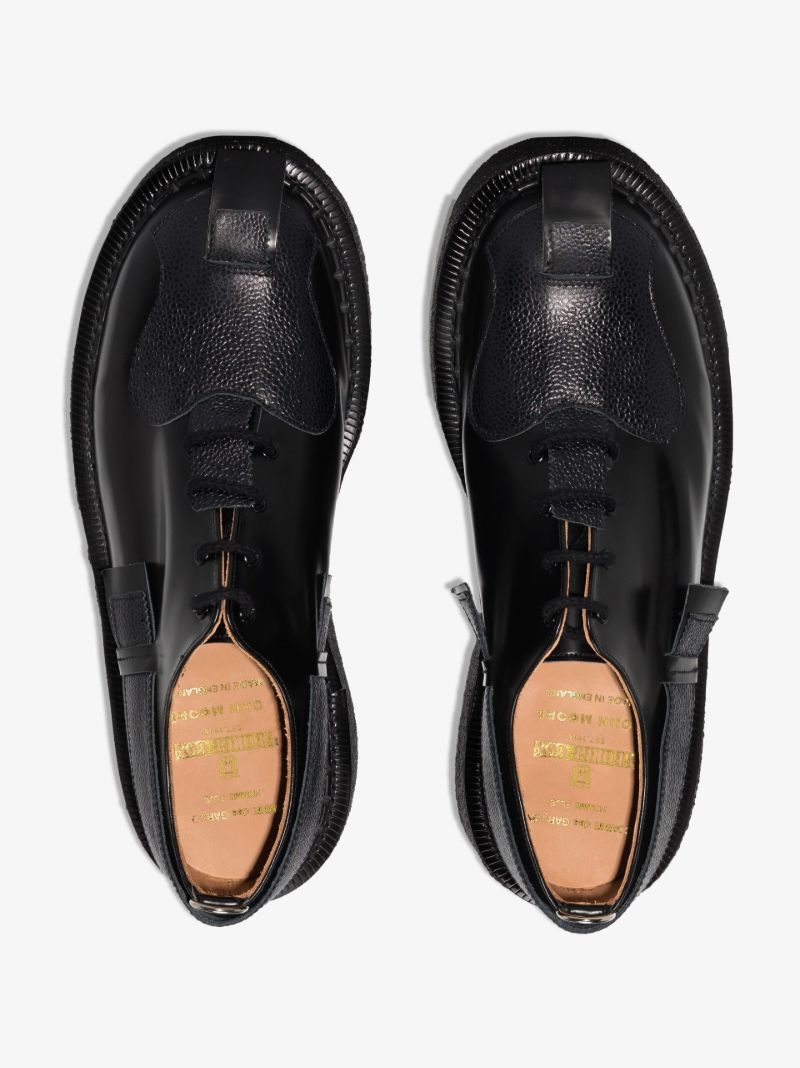 X George Cox Black Toestrap Leather Shoes