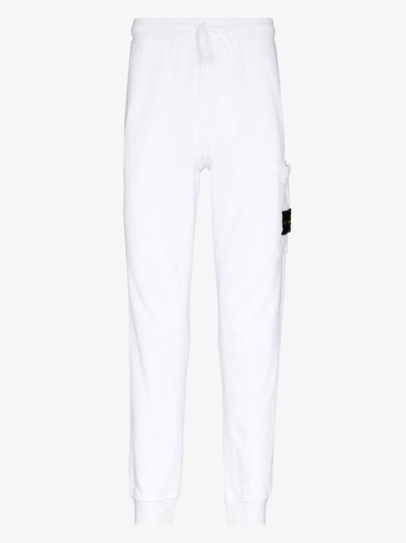 White Garment Dyed Cotton Fleece Track Pants