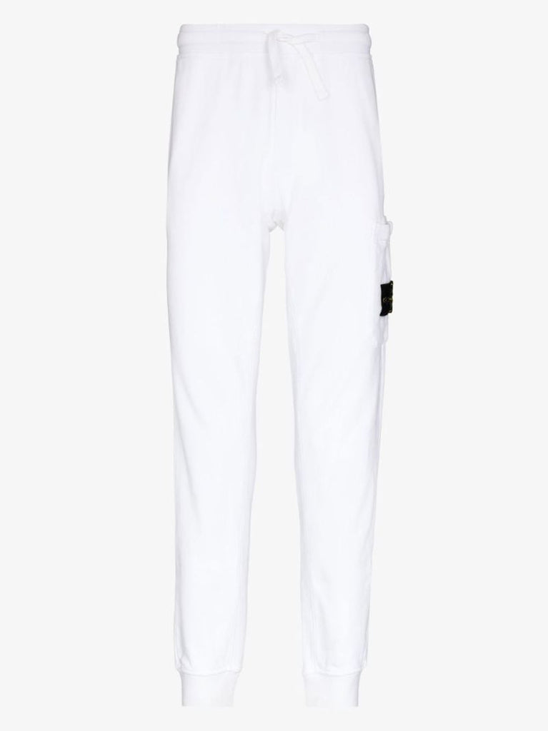 White Garment Dyed Cotton Fleece Track Pants