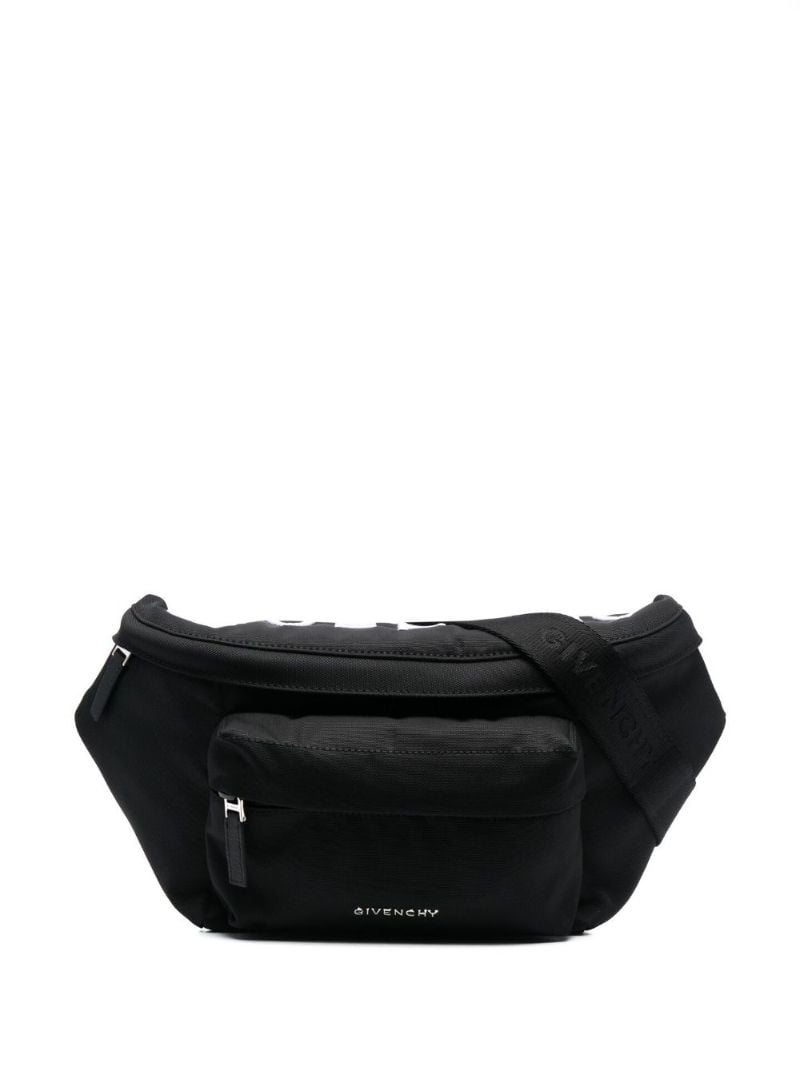 Black Logo-embroidered Messenger Bag