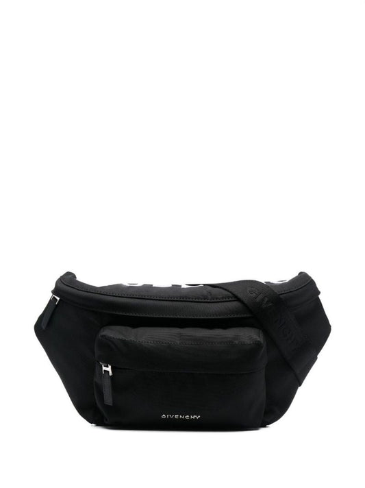 Black Logo-embroidered Messenger Bag