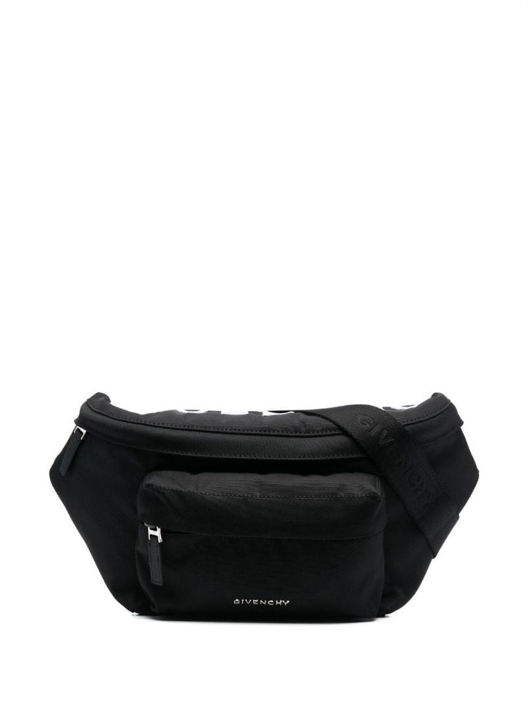 Black Logo-embroidered Messenger Bag