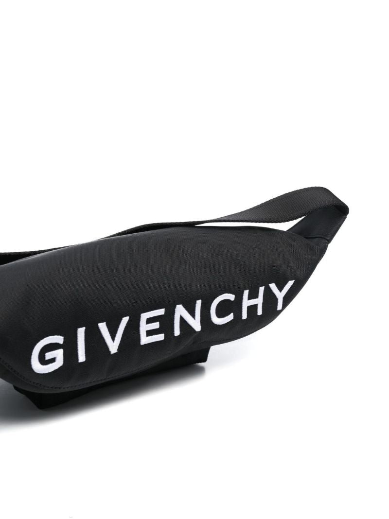 Black Logo-embroidered Messenger Bag
