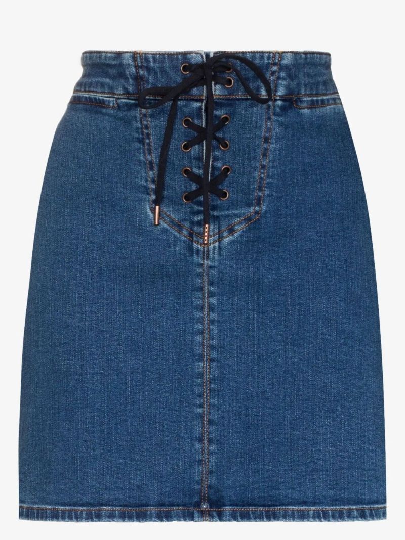 Lace-up Denim Skirt