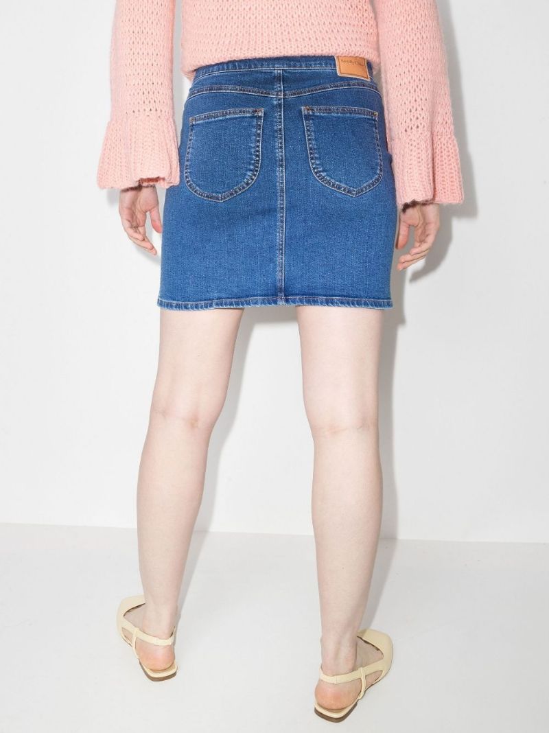 Lace-up Denim Skirt