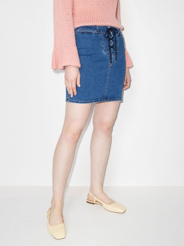 Lace-up Denim Skirt