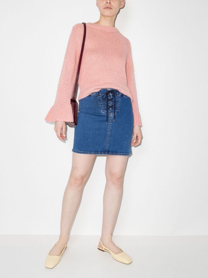 Lace-up Denim Skirt