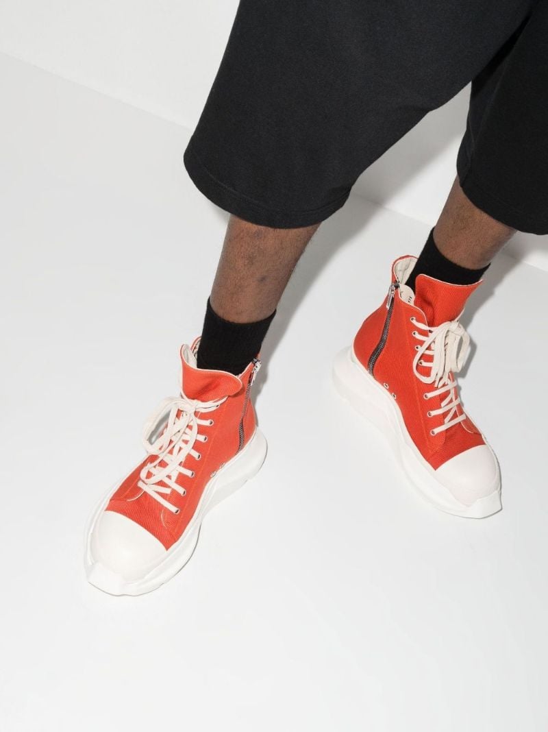 Orange Abstract Sole High Top Canvas Sneakers