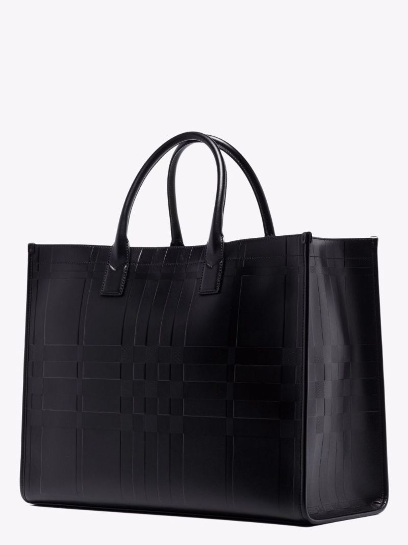 Black Denny Embossed Leather Tote Bag