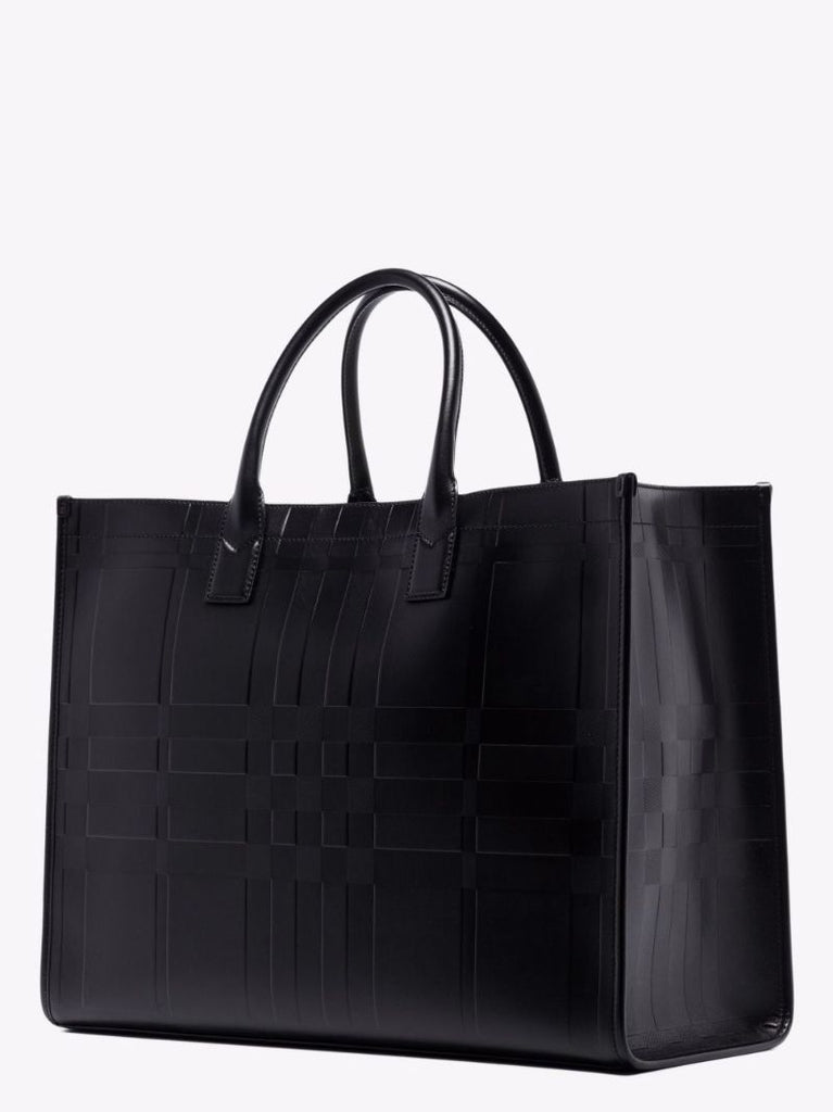 Black Denny Embossed Leather Tote Bag