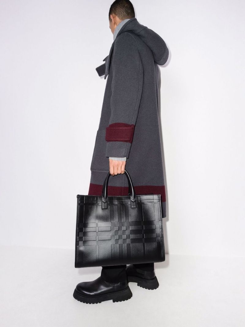 Black Denny Embossed Leather Tote Bag