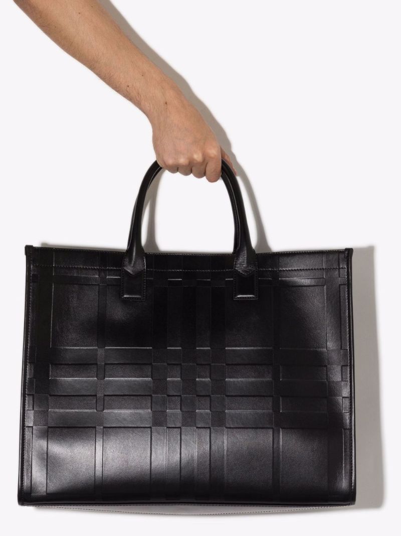 Black Denny Embossed Leather Tote Bag