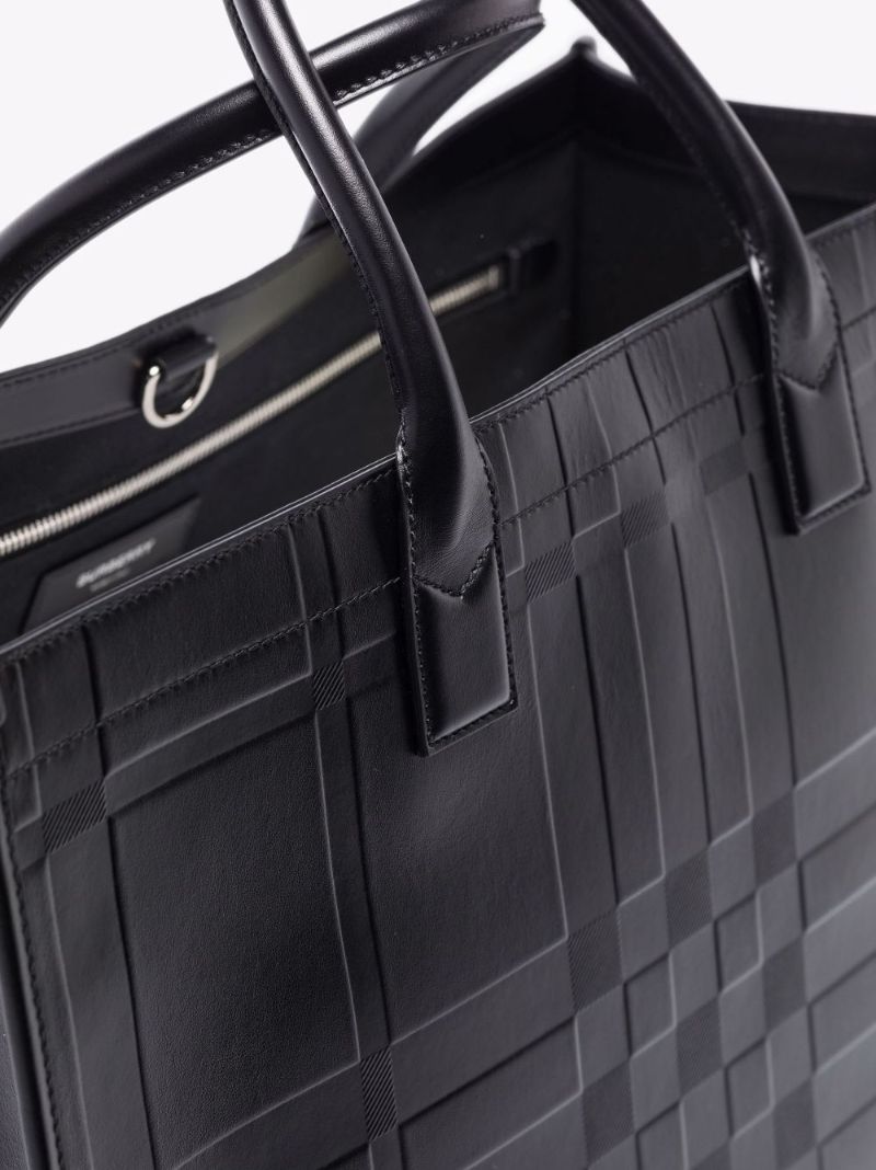 Black Denny Embossed Leather Tote Bag