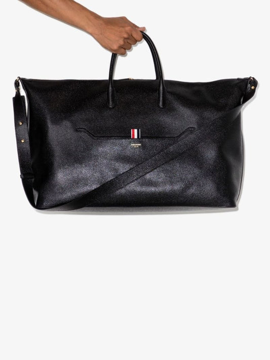 Black 4-bar Stripe Leather Holdall Bag