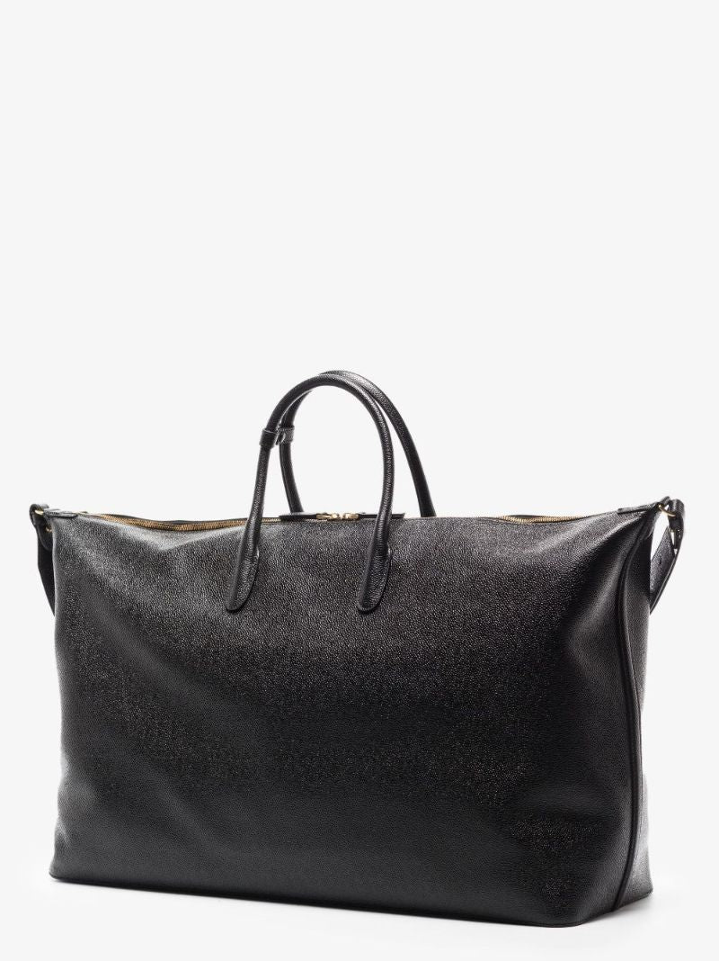 Black 4-bar Stripe Leather Holdall Bag