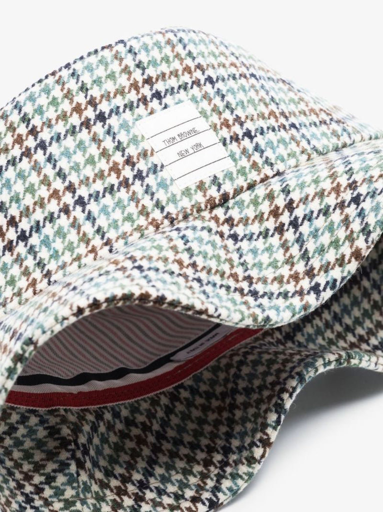 Multicoloured Houndstooth Wool Bucket Hat