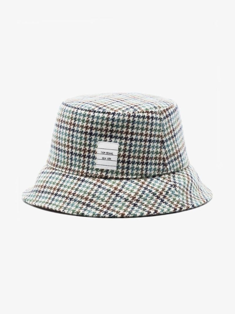 Multicoloured Houndstooth Wool Bucket Hat