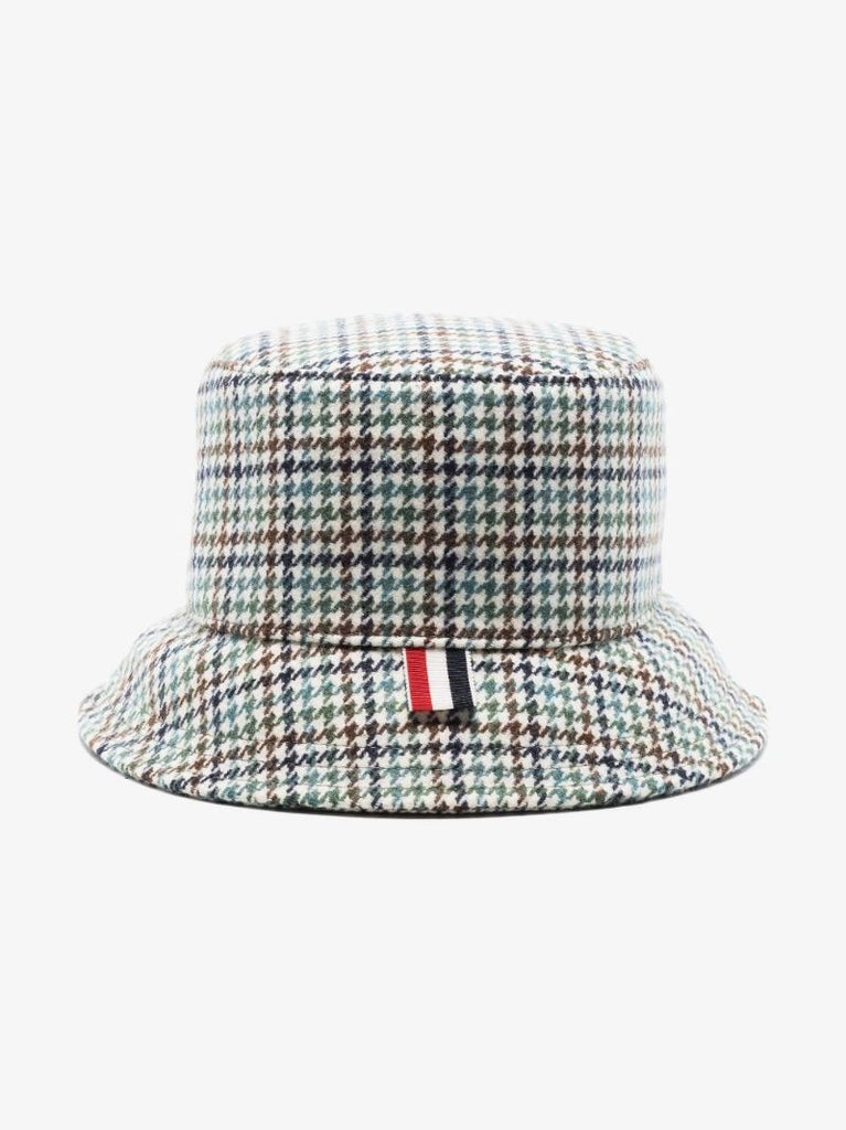 Multicoloured Houndstooth Wool Bucket Hat